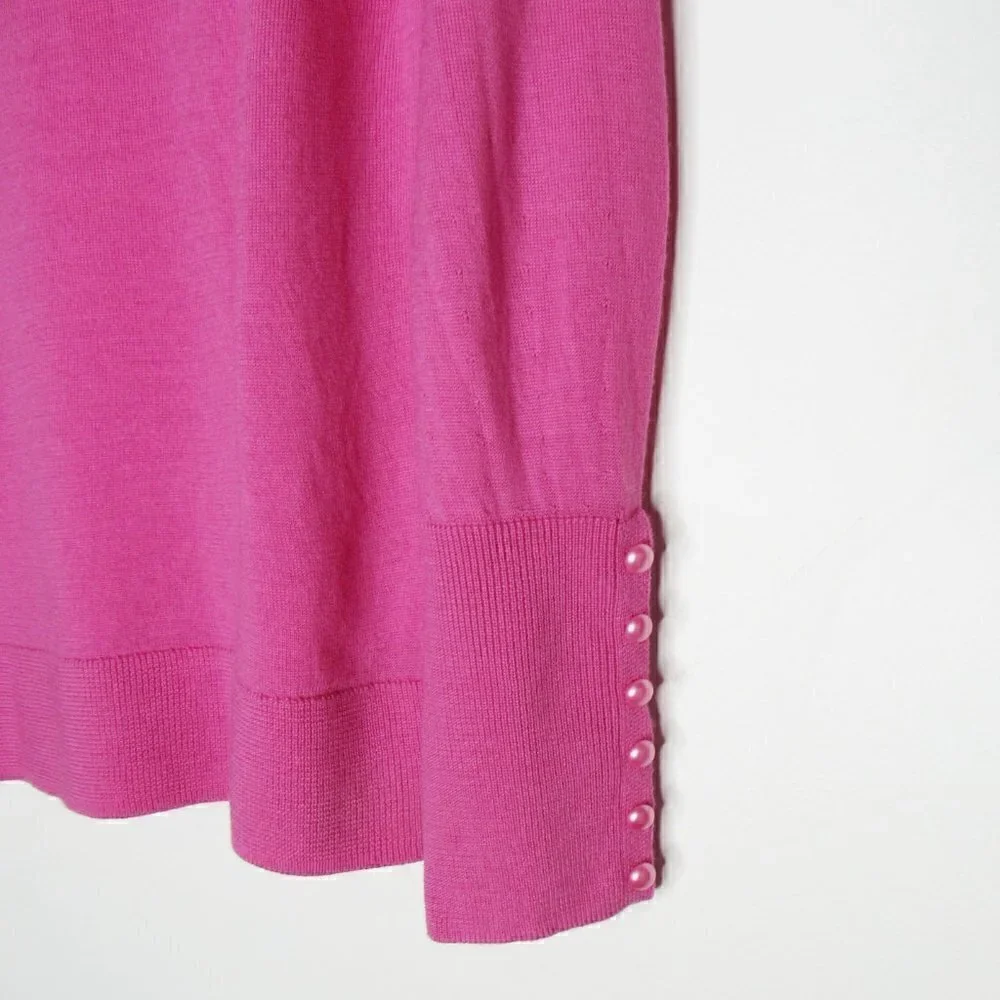 Talbots - Marino Wool Pink Long Sleeve Sweater - Medium Petite - Picture 2 of 5